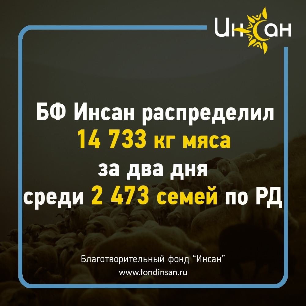 14 733 кг мяса распределил БФ "Инсан" за два дня среди малоимущих 